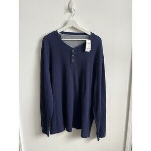 Club Room Men's Navy Blue Thermal Henley Shirt - Navy - 4XL NWT